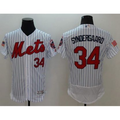 New York Mets #34 Noah Syndergaard White(Blue Strip) Fashion Stars & Stripes Flexbase Authentic Stitched MLB Jersey