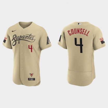 Arizona Arizona Diamondbacks #4 Craig Counsell Men's Nike 2021 City Connect Authentic MLB Jersey Gold
