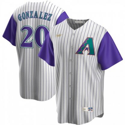 Arizona Arizona Diamondbacks #20 Luis Gonzalez Nike Alternate Cooperstown Collection Player MLB Jersey Cream Purple