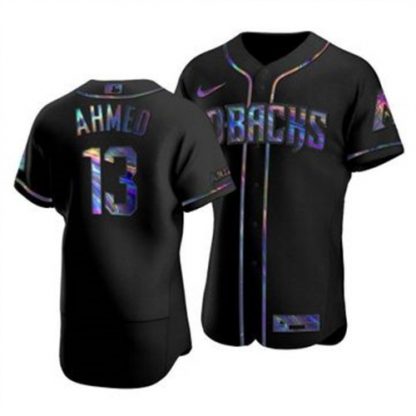 Arizona Arizona Diamondbacks #13 Nick Ahmed Men's Nike Iridescent Holographic Collection MLB Jersey - Black