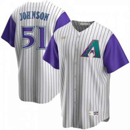 Arizona Arizona Diamondbacks #51 Randy Johnson Nike Alternate Cooperstown Collection Player MLB Jersey Cream Purple