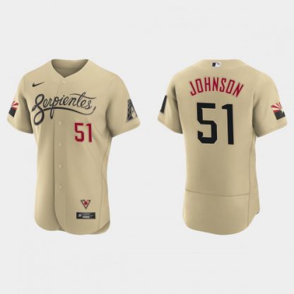 Arizona Arizona Diamondbacks #51 Randy Johnson Men's Nike 2021 City Connect Authentic MLB Jersey Gold
