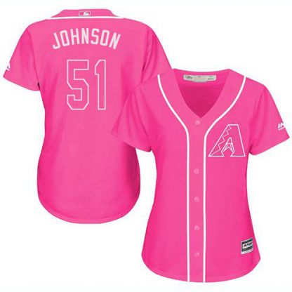 Arizona Diamondbacks #51 Randy Johnson Pink Fashion Women's Stitched MLB Jersey