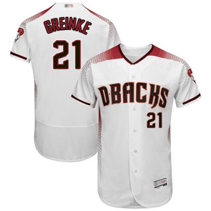 Arizona Diamondbacks #21 Zack Greinke White/Crimson Flexbase Authentic Collection Stitched MLB Jersey