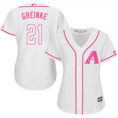 Arizona Diamondbacks #21 Zack Greinke White/Pink Fashion Women's Stitched MLB Jersey