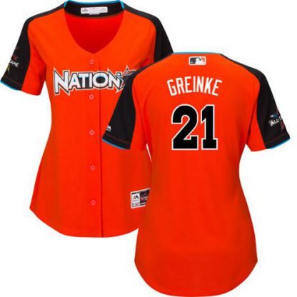 Arizona Diamondbacks #21 Zack Greinke Orange 2017 All-Star National League Women's Stitched MLB Jersey