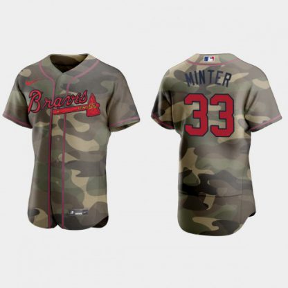 Atlanta Atlanta Braves #33 A.J. Minter Men's Nike 2021 Armed Forces Day Authentic MLB Jersey -Camo