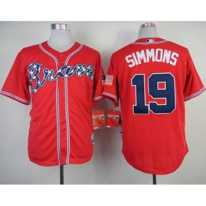 Atlanta Braves #19 Andrelton Simmons Red Cool Base Stitched MLB Jersey