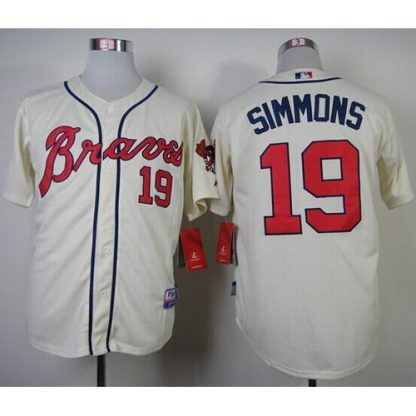 Atlanta Braves #19 Andrelton Simmons Cream Alternate Cool Base Stitched MLB Jersey