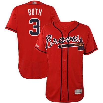 Atlanta Braves #3 Babe Ruth Red Flexbase Authentic Collection Stitched MLB Jersey