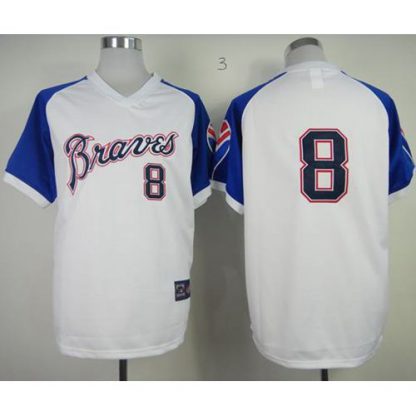 Mitchell And Ness Atlanta Braves #8 Bob Uecker White Throwback Stitched MLB Jersey
