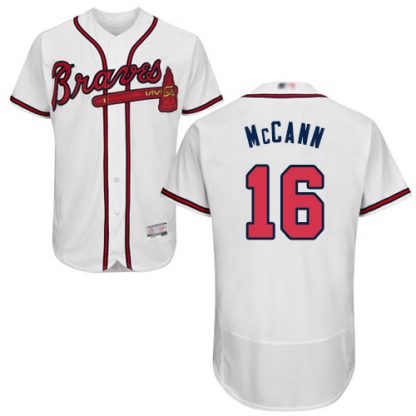 Atlanta Braves #16 Brian McCann White Flexbase Authentic Collection Stitched MLB Jersey