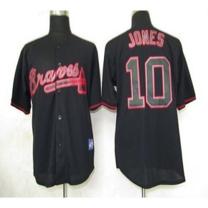 Atlanta Braves #10 Chipper Jones Black Fashion Stitched MLB Jersey