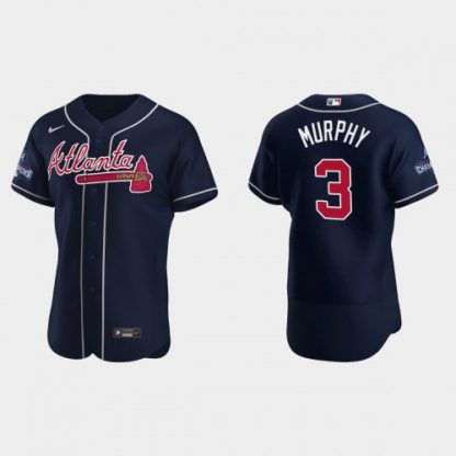 Atlanta Atlanta Braves #3 Dale Murphy Men's Nike 2021 World Series Champions Patch MLB Authentic Player Jersey - Navy
