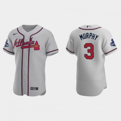Atlanta Atlanta Braves #3 Dale Murphy Men's Nike 2021 World Series Champions Patch MLB Authentic Player Jersey - Gray
