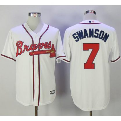 Atlanta Braves #7 Dansby Swanson White New Cool Base Stitched MLB Jersey