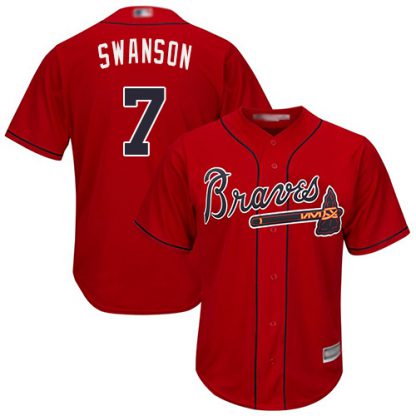 Atlanta Braves #7 Dansby Swanson Red New Cool Base Stitched MLB Jersey