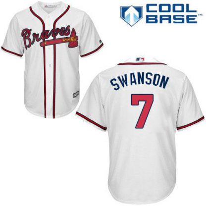 Atlanta Braves #7 Dansby Swanson White Cool Base Stitched Youth MLB Jersey