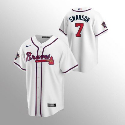 Atlanta Atlanta Braves #7 Dansby Swanson Nike 150th Anniversary 2021 World Series Youth MLB Jersey - White