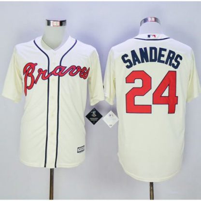 Atlanta Braves #24 Deion Sanders Cream New Cool Base Stitched MLB Jersey
