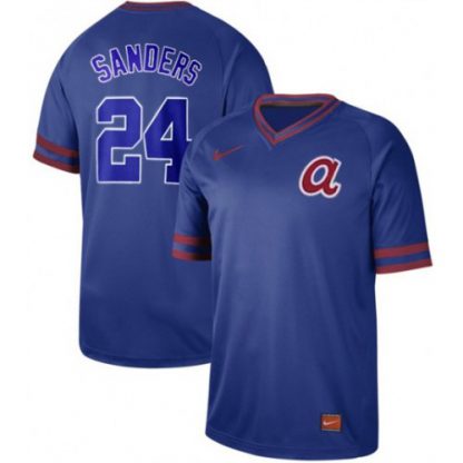 Nike Atlanta Braves #24 Deion Sanders Royal Authentic Cooperstown Collection Stitched MLB Jersey