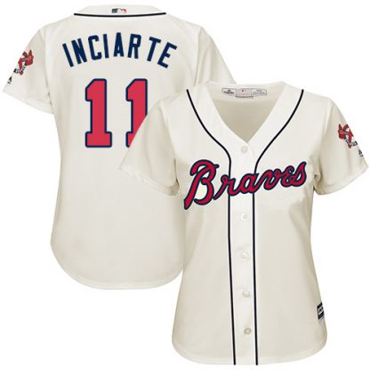 Atlanta Braves #11 Ender Inciarte Cream Alternate Women's Stitched MLB Jersey