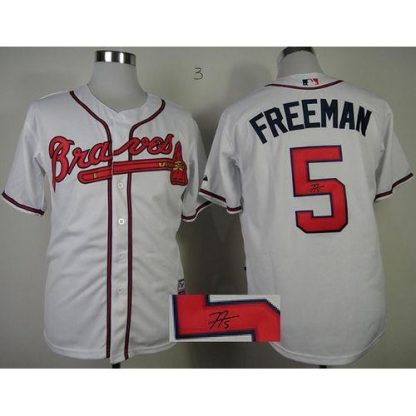 Atlanta Braves #5 Freddie Freeman White Cool Base Autographed Stitched MLB Jersey