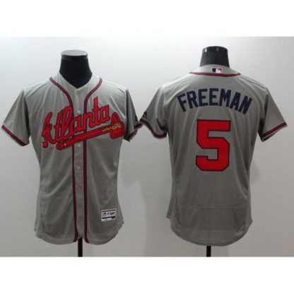 Atlanta Braves #5 Freddie Freeman Grey Flexbase Authentic Collection Stitched MLB Jersey