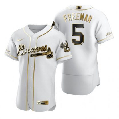 Atlanta Atlanta Braves #5 Freddie Freeman White Nike Men's Authentic Golden Edition MLB Jersey