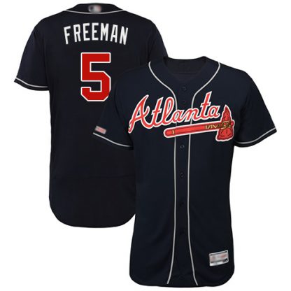 Atlanta Braves #5 Freddie Freeman Navy Blue Flexbase Authentic Collection Stitched MLB Jersey