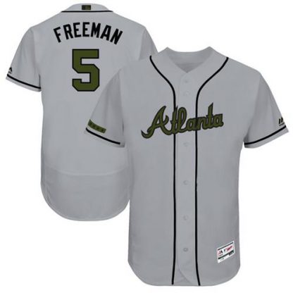 Atlanta Braves #5 Freddie Freeman Grey Flexbase Authentic Collection Memorial Day Stitched MLB Jersey
