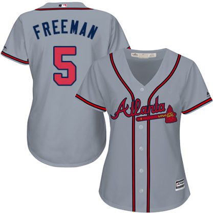 Atlanta Braves #5 Freddie Freeman Grey Road Women's Stitched MLB Jersey