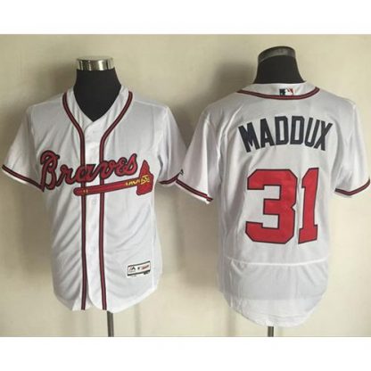 Atlanta Braves #31 Greg Maddux White Flexbase Authentic Collection Stitched MLB Jersey