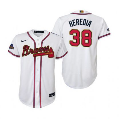 Atlanta Atlanta Braves #38 Guillermo Heredia White Youth Nike 2022 Gold Program Replica MLB Jersey