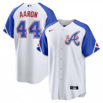 Atlanta Atlanta Braves #44 Hank Aaron 2023 City Connect Men's Nike Atlanta Jersey - White