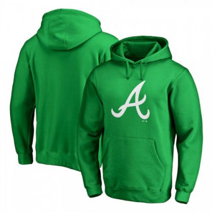 Atlanta Atlanta Braves Majestic St. Patrick's Day White Logo Pullover Hoodie Kelly Green