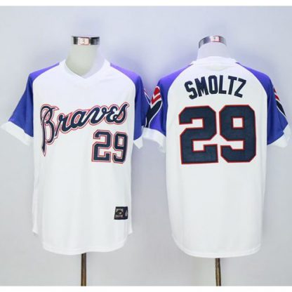 Mitchell And Ness 1973 Atlanta Braves #29 John Smoltz White Throwback Stitched MLB Jersey