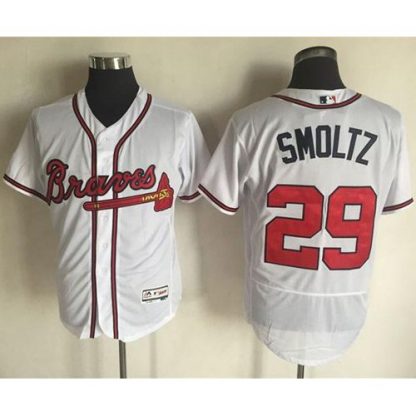 Atlanta Braves #29 John Smoltz White Flexbase Authentic Collection Stitched MLB Jersey