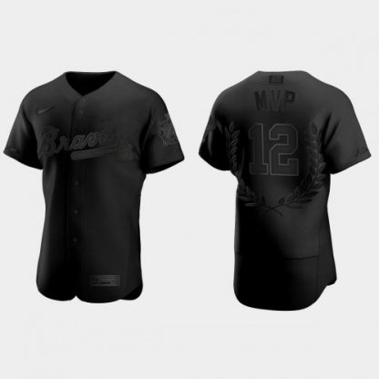 Atlanta Atlanta Braves #12 Jorge Soler Men's Nike 2021 World Series Champions Patch MLB Authentic Player Jersey - Black