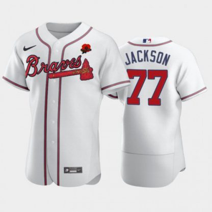 Atlanta Atlanta Braves #77 Luke Jackson Men's Nike Authentic 2021 Memorial Day MLB Jersey - White