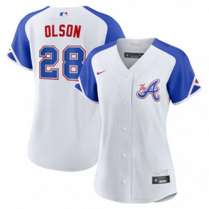 Atlanta Atlanta Braves #28 Matt Olson 2023 City Connect Women's Nike Atlanta Jersey - White