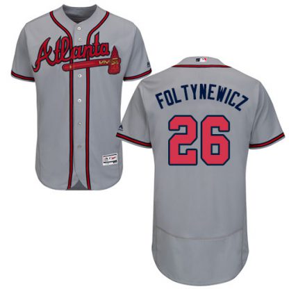 Atlanta Braves #26 Mike Foltynewicz Grey Flexbase Authentic Collection Stitched MLB Jersey