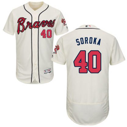 Atlanta Braves #40 Mike Soroka Cream Flexbase Authentic Collection Stitched MLB Jersey