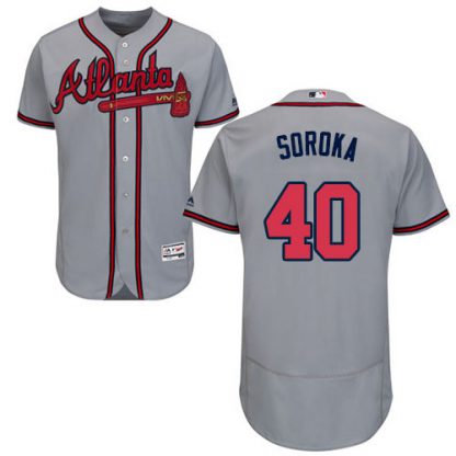 Atlanta Braves #40 Mike Soroka Grey Flexbase Authentic Collection Stitched MLB Jersey