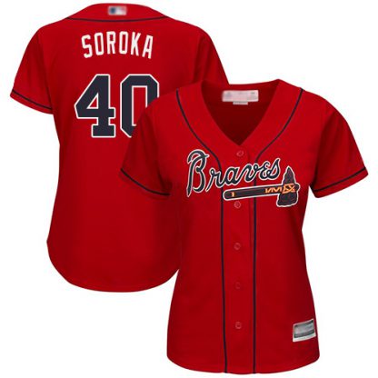 Atlanta Braves #40 Mike Soroka Red Alternate Women's Stitched MLB Jersey