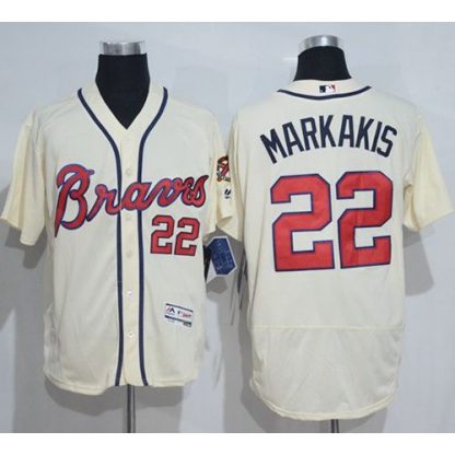 Atlanta Braves #22 Nick Markakis Cream Flexbase Authentic Collection Stitched MLB Jersey