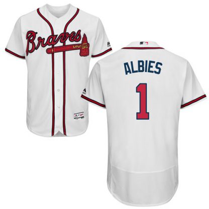 Atlanta Braves #1 Ozzie Albies White Flexbase Authentic Collection Stitched MLB Jersey