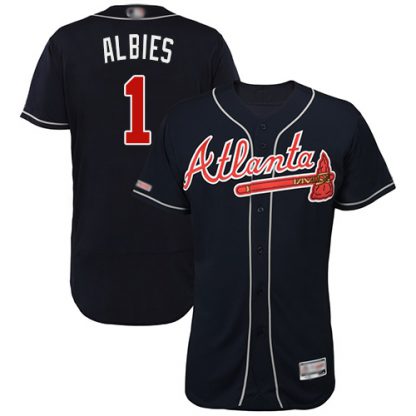 Atlanta Braves #1 Ozzie Albies Navy Blue Flexbase Authentic Collection Stitched MLB Jersey