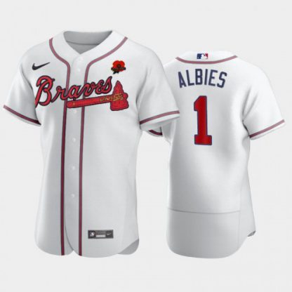 Atlanta Atlanta Braves #1 Ozzie Albies Men's Nike Authentic 2021 Memorial Day MLB Jersey - White
