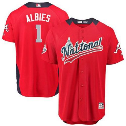 Atlanta Braves #1 Ozzie Albies Red 2018 All-Star National League Stitched MLB Jersey